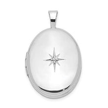 Load image into Gallery viewer, 925 Sterling Silver Diamond 19mm Oval Photo Pendant Charm Locket Chain Necklace That Holds Pictures Fine Jewelry For Women Gifts For Her