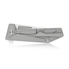 Load image into Gallery viewer, KUBEY KB256 Folding Pocket Knife – Frame Lock Tactical Knife with 3.54in AUS-10 Sand Blast & Brush Blade – Solid Outdoor Knife with Titanium Handle for Hiking Hunting and EDC Carry (Grey)