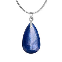 Load image into Gallery viewer, iSTONE 925 Sterling Silver Natural Gemstone Blue Kyanite Water Drop Pendant Necklace with 18" Silver Chain