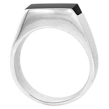 Load image into Gallery viewer, Sterling Silver Black Obsidian Ring for Men Slim Rectangular Flat Solid Back Handmade, Size 10