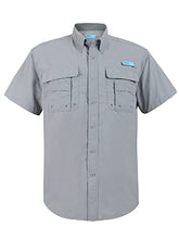 Load image into Gallery viewer, Tuna Men's UV UPF 50+ Sun Protection Soild Anti-Static Waterproof Breathable Fast Dry SPF Hiking Fishing Short Sleeve Shirts (2# XL Cool Grey)