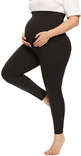 Load image into Gallery viewer, TOUCH LOOM Maternity Pants Maternity Over Belly High Waist Full Length Leggings Pants for Women Maternity Clothes Pregnant,Large,Black/Black