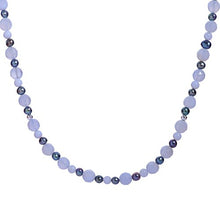 Load image into Gallery viewer, Carolyn Pollack Sterling Silver Blue Lace Agate and Peacock Pearl Gemstone Beaded Necklace 24 Inch