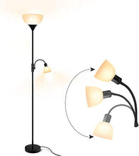 Load image into Gallery viewer, Floor Lamp - Standing Lamp, 9W+4W Energy Saving LED Bulbs, Torch Lamp with Adjustable Reading Lamp, 3000K Warm White, LED Floor Lamps for Bedroom, Living Room, Office, Working, Reading