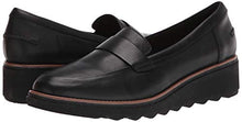 Load image into Gallery viewer, Clarks womens Sharon Gracie Penny Loafer, Black Leather With Dark Tan Welt, 8 US