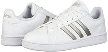 Load image into Gallery viewer, adidas Women's Grand Court Tennis Shoe, White/Platino Metallic/White, 7 M US