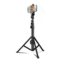 Load image into Gallery viewer, Fugetek 51" Professional Selfie Stick & Tripod, Phone Holder, Removable Bluetooth Remote, Portable All in One, Heavy Duty Aluminum, Compatible with iPhone & Android Devices, Non Skid Feet, Black