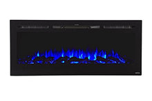 Load image into Gallery viewer, Touchstone 80004 - Sideline Electric Fireplace - 50 Inch Wide - in Wall Recessed - 5 Flame Settings - Realistic 3 Color Flame - 1500/750 Watt Heater - (Black) - Log & Crystal Hearth Options