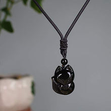Load image into Gallery viewer, COAI Men’s Women’s Fox Pendant Black Obsidian Stone Necklace