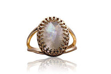 Load image into Gallery viewer, Moonstone Rings for Women by Anemone Jewelry - Adorable Oval Moonstone Ring with 14K Rose Gold-filled Band - Customizable - Gorgeous June Birthstone Ring Sizes 3-12.5 - Handmade by Artisans