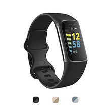 Load image into Gallery viewer, Fitbit Charge 5 Advanced Fitness & Health Tracker with Built-in GPS, Stress Management Tools, Sleep Tracking, 24/7 Heart Rate and More, Black/Graphite, One Size (S &L Bands Included)