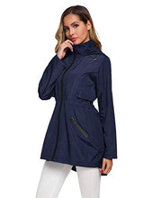 Load image into Gallery viewer, Avoogue Womens Windbreaker Jacket with Hood Waterproof Water Resistant Lightweight Anorak Navy Blue XXL
