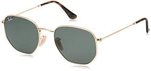Load image into Gallery viewer, Ray-Ban RB3548N Flat Lens Hexagonal Sunglasses, Gold/Green, 54 mm