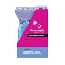 Load image into Gallery viewer, Neutrogena Day & Night Wipes, Makeup Remover Face Cleansing Towelettes & Night Calming Facial Cloths, 100% Plant Based Fibers Wipe Away Dirt, Alcohol-Free, 3 Packs of 25 ct, 75 ct