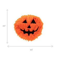 Load image into Gallery viewer, goDog Halloween Furballz Squeaker Plush Pet Toy for Dogs & Puppies, Soft & Durable, Tough & Chew Resistant, Reinforced Seams - Pumpkin Orange, Small