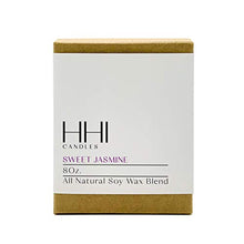 Load image into Gallery viewer, HHI Candles Sweet Jasmine Scented Candles. All Natural Soy Wax Candle with Thick Frosted Glass and Bamboo Wood Lid. 1 Wick Candle Size 8 Oz.
