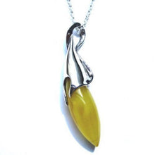 Load image into Gallery viewer, Butterscotch Amber Sterling Silver French Collection Cute Pendant Rolo Chain 18 Inches