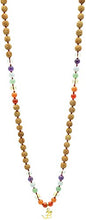 Load image into Gallery viewer, Chakra Rudraksha & Stone 108 Bead Mala Gold Plated Om Pendant