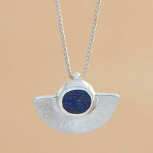 Load image into Gallery viewer, NOVICA Lapis Lazuli .925 Sterling Silver Pendant Necklace, 15.75", Half Blade'