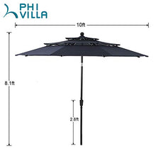 Load image into Gallery viewer, PHI VILLA 10ft Patio Umbrella Outdoor 3 Tier Vented Table Umbrella with 8 Sturdy Ribs (Dark Blue)