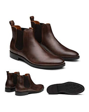 Load image into Gallery viewer, Dunross & Sons Jayden Espresso Brown Chelsea Boots for Men, Ankle Boots – Men’s Leather Dress Boots w/Padded Footbed – Luxury Dark Brown Leather Boots for Men