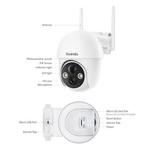 Load image into Gallery viewer, Security Camera Wireless Outdoor,Pan-Tilt 2.4G WiFi Solar Security Camera,Battery Powered Surveillance Cameras for Home with Night Vision,2-Way Audio,Motion Detection,SD Card & Cloud Storage, Codnida