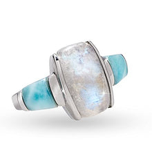 Load image into Gallery viewer, Stauer - Women's Moonstone & Larimar Ring, 5 carats moonstone & 3 ctw larimar, With .925 sterling silver setting Size 10