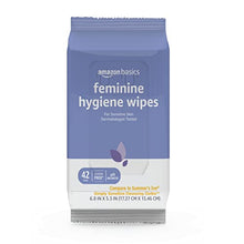 Load image into Gallery viewer, Amazon Basics Feminine Hygiene Wipes, Alcohol Free, pH Balanced, Fresh Scent, 4 Packs, 42 Wipes per Pack (168 Wipes Total)