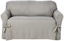 Load image into Gallery viewer, SureFit Home Décor SF43573 Mason Loveseat Cover, Relaxed Fit, Polyester/Spandex, Machine Washable, One Piece, Gray Color