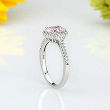 Load image into Gallery viewer, Platinum Plated 925 Sterling Silver Ring 1.2 carat Oval Super Light Pink CZ Stone Halo Ladies Cocktail Ring (Size 5 to 9), 6
