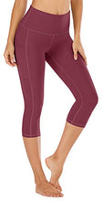 Load image into Gallery viewer, IUGA High Waisted Yoga Pants for Women with Pockets Capri Leggings for Women Workout Leggings for Women Yoga Capris (Maroon, M)
