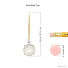 Load image into Gallery viewer, June Birthstone - Solitaire Moonstone Dangle Earrings in 14K Yellow Gold (7mm Moonstone)