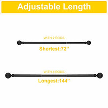 Load image into Gallery viewer, NICETOWN Matte Black Curtain Rod Set Standard 1 1/8 Diameter with Decorative Petal Caps Adjustable for Sliding Glass Door/Living Room Windows 72-144" Length, Sold by Single