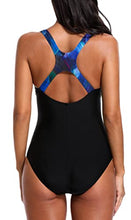 Load image into Gallery viewer, BeautyIn Women's Pro One Piece Athletic Bathing Suit Color Block Swimsuit, Green, Medium
