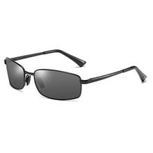 Load image into Gallery viewer, Men's Polarized Sunglasses Rectangular Metal Frame Classic Style Large Size by ZHILE (Black, Grey)