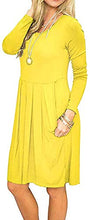 Load image into Gallery viewer, AUSELILY Women's Long Sleeve Pleated Loose Swing Casual Dress with Pockets Knee Length (XS, Yellow)