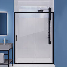 Load image into Gallery viewer, 72 x 60 inch Framed Shower Door in Matte Black | Halberd Water Repellent Glass Shower Door with Seal Strip Parts | Easy Gilde Rollers Sliding Shower Door | SD-AZ052-02MB