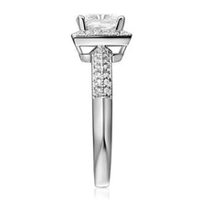 Load image into Gallery viewer, TWJC 14k White Gold Solid Princess Square Wedding Engagement Ring - Size 7