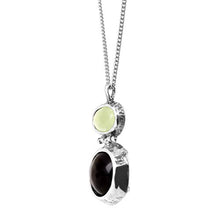 Load image into Gallery viewer, Silpada 'on the Double' Natural Prehnite & Obsidian Pendant Necklace in Sterling Silver