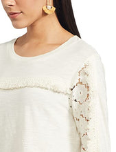 Load image into Gallery viewer, KAILASA BY ANGEL BAY Women's Top with Full Embroidery Net Sleeves Stylish Knitted Blouse (White, Fabric - Injected Slub Knit)