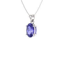 Load image into Gallery viewer, Diamondere Natural and Certified Oval Cut Tanzanite Solitaire Necklace in 14k White Gold | 0.22 Carat Pendant with Chain