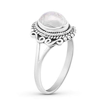 Load image into Gallery viewer, Koral Jewelry Oval Moonstone Ethnic Delicate Ring 925 Sterling Silver Vintage Tribal Gipsy Boho Look (8)