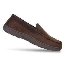 Load image into Gallery viewer, Hanes Mens Moccasin Slipper House Shoe With Indoor Outdoor Memory Foam Sole Fresh IQ Odor Protection , Brown/Brown , Large
