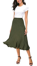 Load image into Gallery viewer, EXCHIC Women's Elegant Ankle Length Ruffle Hem Elastic Waist Midi Skirt (S, Army Green)