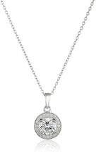 Load image into Gallery viewer, Sterling Silver Cubic Zirconia Halo Pendant Necklace and Stud Earrings Jewelry Set