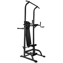 Load image into Gallery viewer, KINGC Heavy Multi-Functional Fitness Rack Adjustable Power Tower Push Up/Pull Up/Chin Up Bar Sit Up Bench Dip Stands Home Gym Full Body Exercise Fitness Equipment Workout Machine 330 Lbs Black