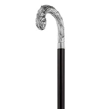 Load image into Gallery viewer, Sterling Silver Ribbed Wheat Tourist Handle Walking Cane with Black Beechwood Shaft and Collar
