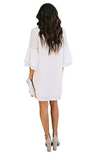 Load image into Gallery viewer, BELONGSCI Women's Dress Sweet & Cute V-Neck Bell Sleeve Shift Dress Mini Dress White