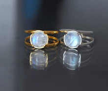Load image into Gallery viewer, Natural Rainbow Moonstone Handmade Ring Adjustable (sizes 6-8) Sterling Silver 925