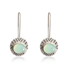 Load image into Gallery viewer, Sterling Silver Chalcedony Retro Dangle Earrings for Women Birthday Valentine's Day Mothers Day Christmas Gift for Women